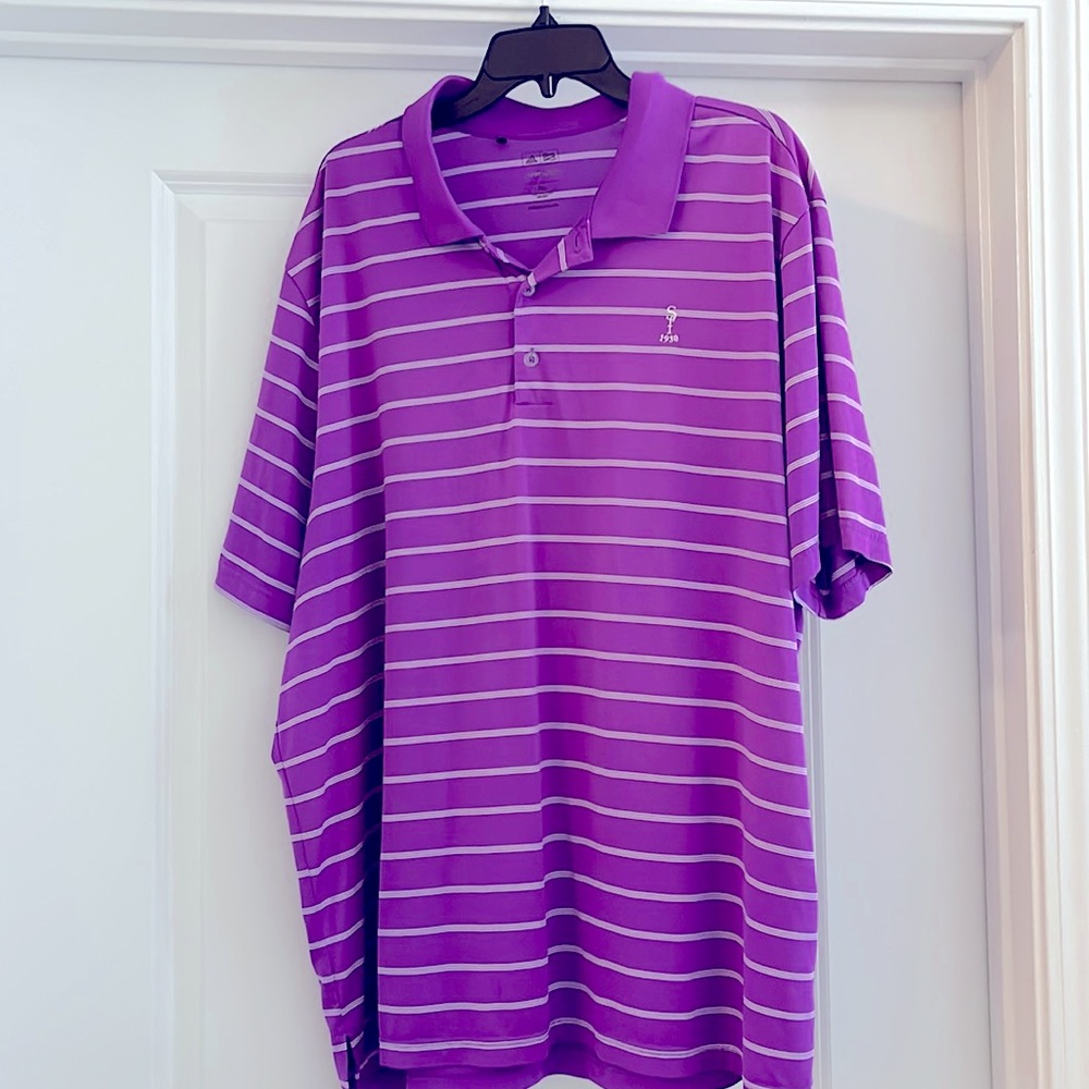 Adidas Puremotion Golf Polo Purple Short Sleeve Button